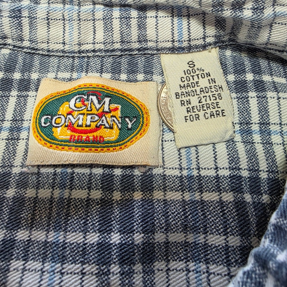 CM Company Women's Sleeveless Plaid‎ Shirt Top Button Down Blue White - Picture 4 of 5